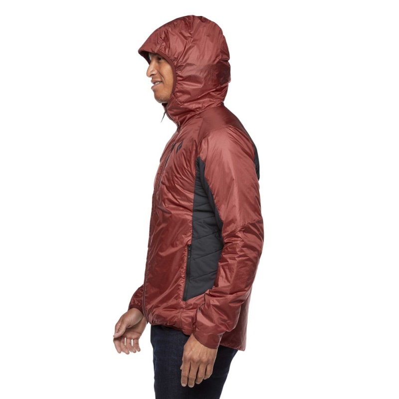 Red Men's Black Diamond Vision Hybrid Hoody Jackets | XH176928