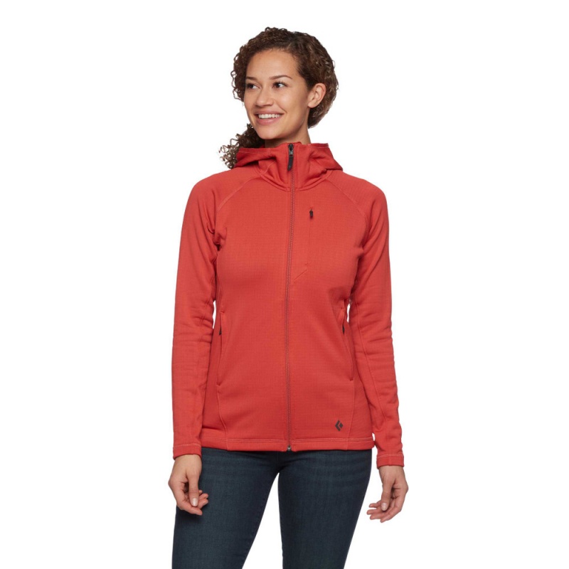 Red Women's Black Diamond Factor Hoody Jackets | WW552656