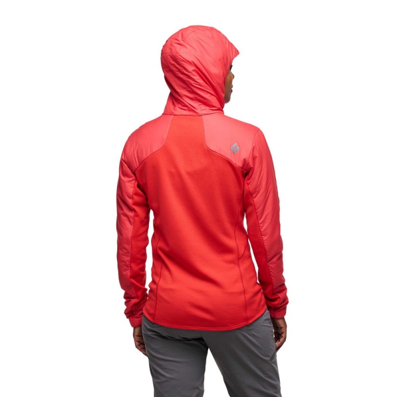 Red Women's Black Diamond First Light Hybrid Hoody Jackets | TK646427