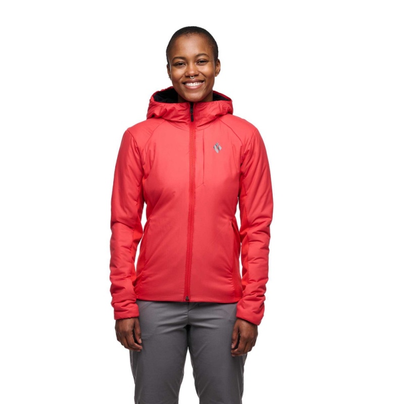 Red Women's Black Diamond First Light Hybrid Hoody Jackets | TK646427