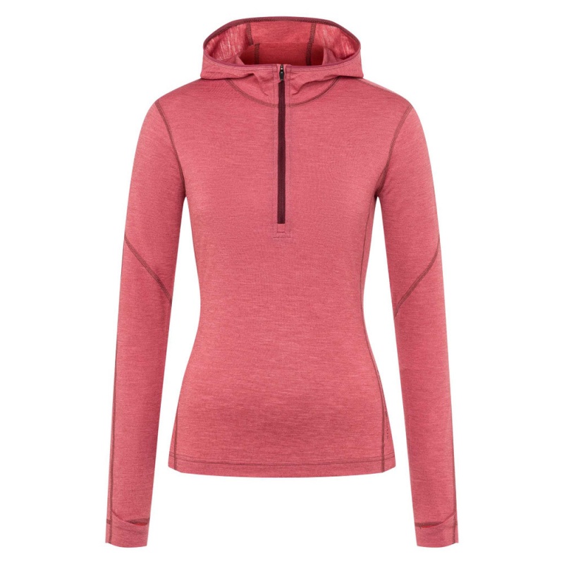 Red Women's Black Diamond Solution 150 Merino Quarter Zip Hoodie | SD022035