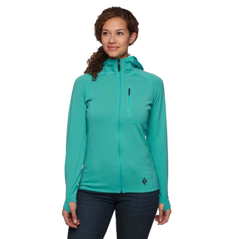 Turquoise Women's Black Diamond Coefficient Hoody Jackets | QU973141