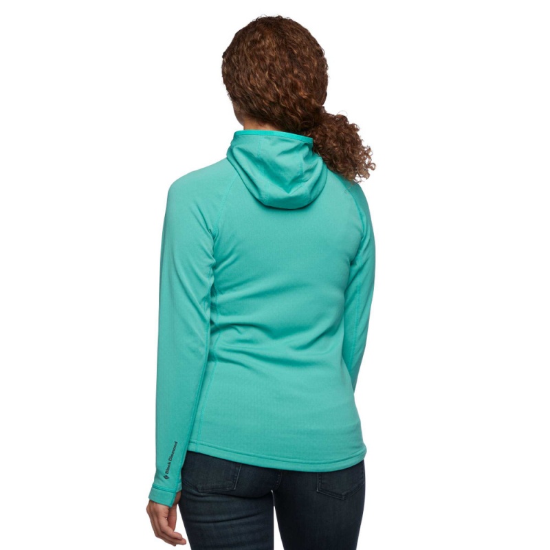 Turquoise Women's Black Diamond Coefficient Hoody Jackets | QU973141