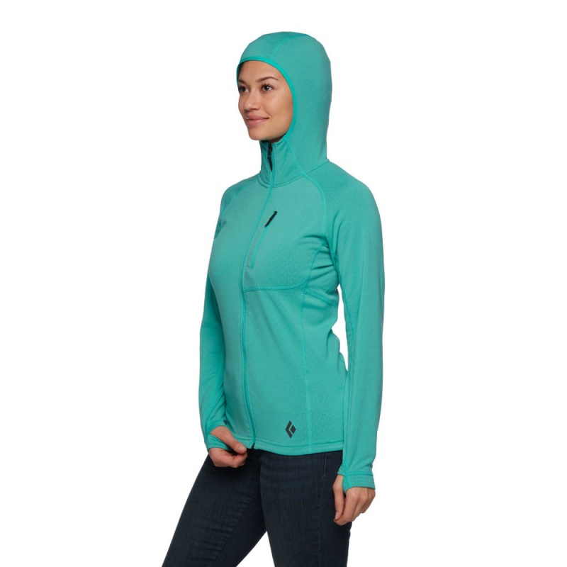 Turquoise Women's Black Diamond Coefficient Hoody Jackets | QU973141