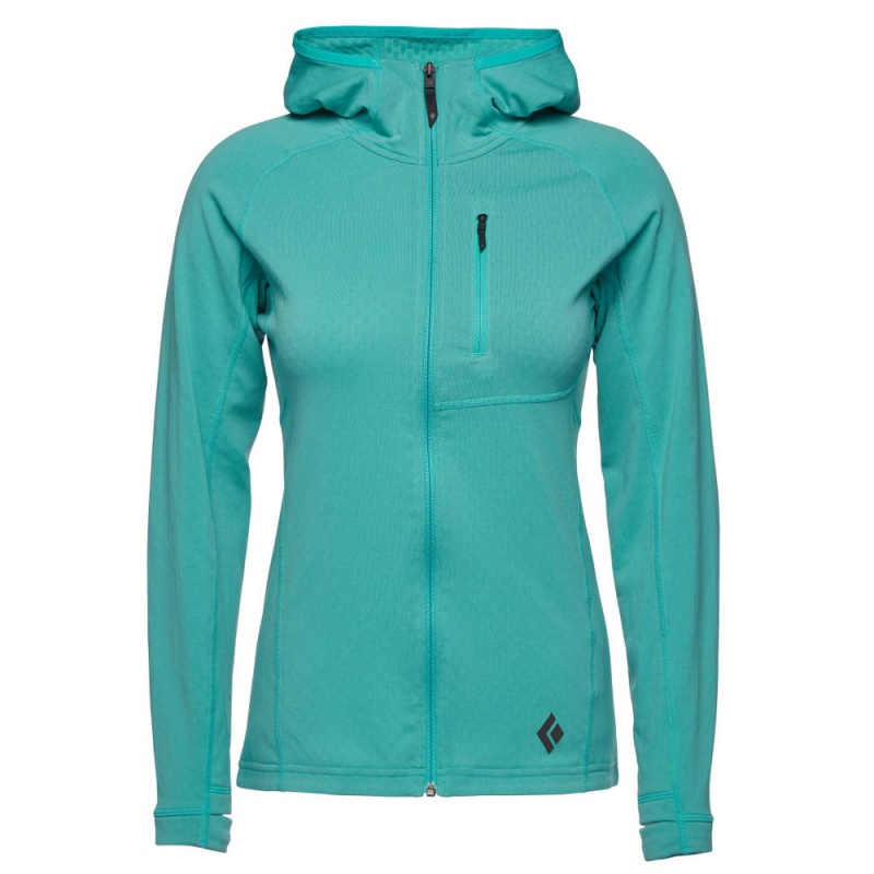 Turquoise Women\'s Black Diamond Coefficient Hoody Jackets | QU973141