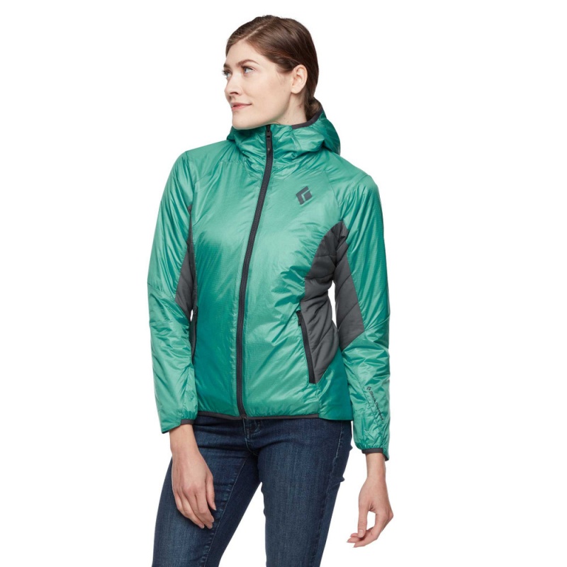 Turquoise Women's Black Diamond Vision Hybrid Hoody Jackets | JQ933386