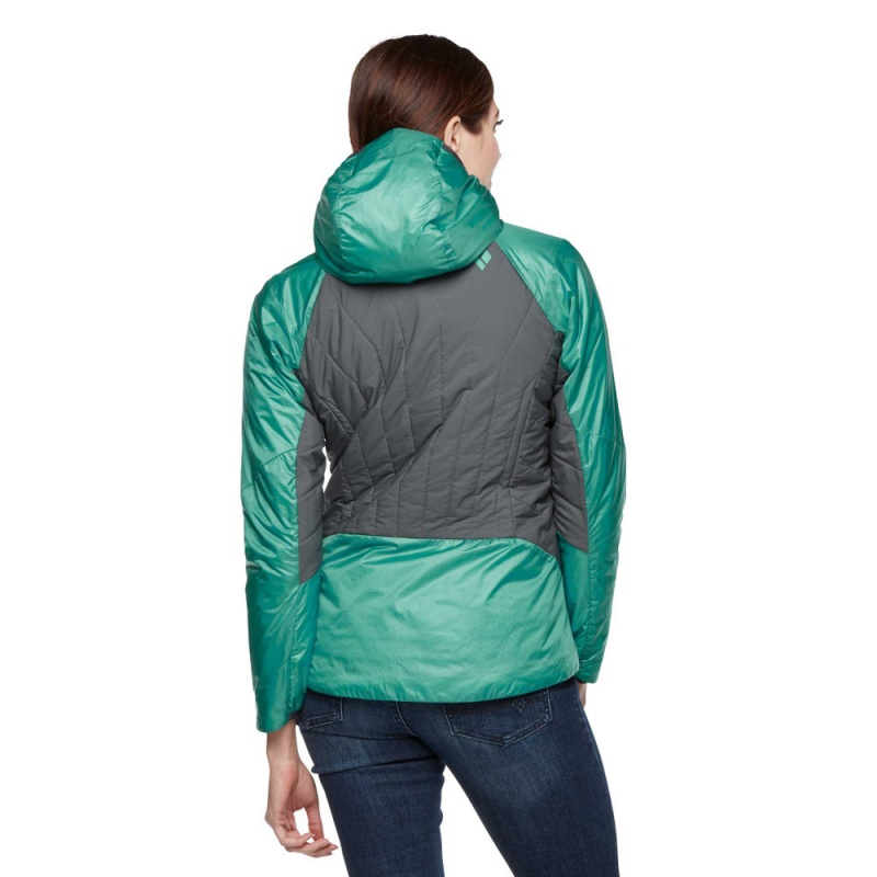 Turquoise Women's Black Diamond Vision Hybrid Hoody Jackets | JQ933386