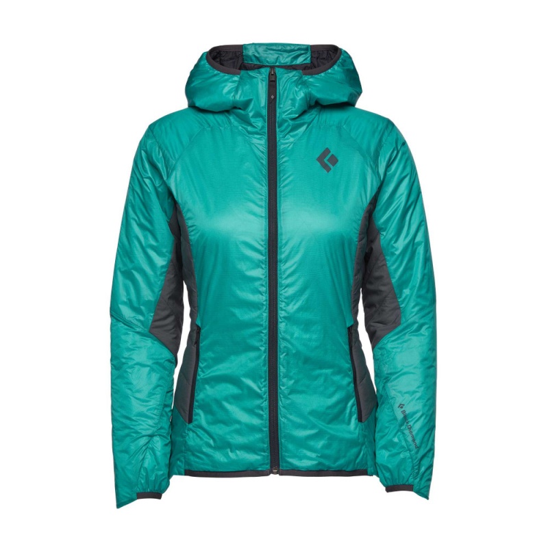 Turquoise Women\'s Black Diamond Vision Hybrid Hoody Jackets | JQ933386