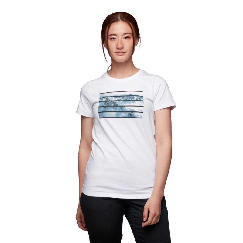 White Women's Black Diamond Aerial View T Shirts | XQ127033