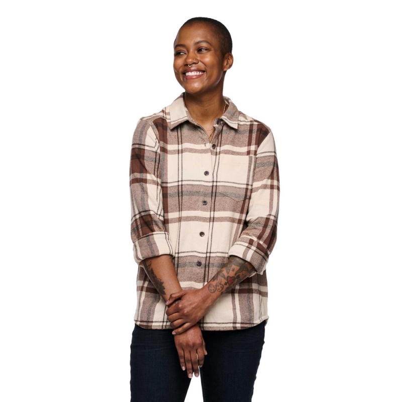 White Women's Black Diamond Project Flannel Shirts | ZV437843