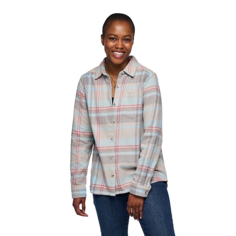 White Women's Black Diamond Project Flannel Shirts | YI169757