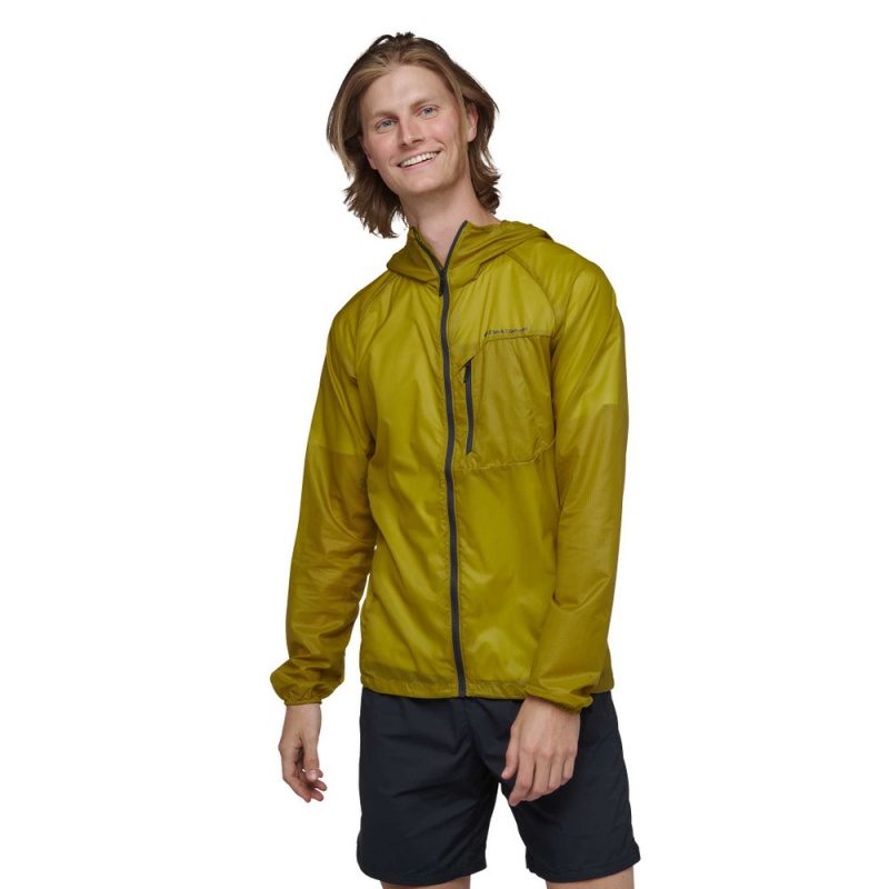 Yellow Men\'s Black Diamond Distance Wind Shell Jackets | CY929644