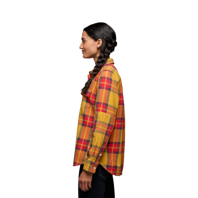 Yellow Women's Black Diamond Project Twill Long Sleeve Shirts | CF590071