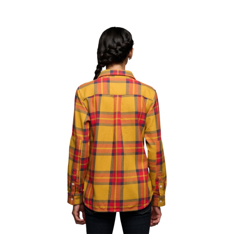 Yellow Women's Black Diamond Project Twill Long Sleeve Shirts | CF590071