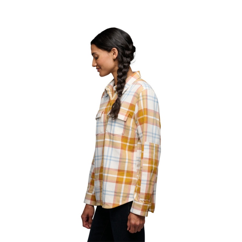 Yellow Women's Black Diamond Project Twill Long Sleeve Shirts | ON418076